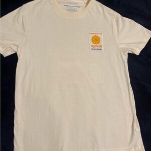 Denim & Flower Cream Tee with Orange Graphic